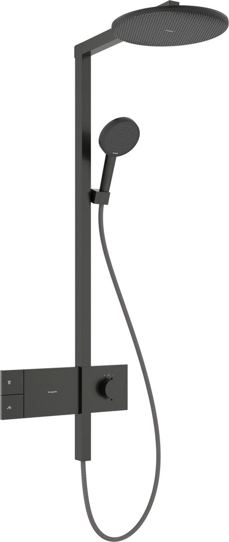 Hansgrohe Raindance Alive S Puro – Duschrohr – Auswahlknopfsteuerung – Größe 300 mm – 1 Strahlfunktion – gebürstetes Schwarzchrom – mit Thermostat