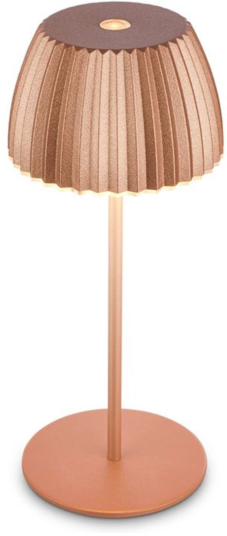 B.k.licht briloner champ mini - oplaadbare mini tafellamp - snoerloze lamp - met touch dimbaar - voor binnen en buiten - german design award winner 2025 - koper - ø8,5 x 20cm