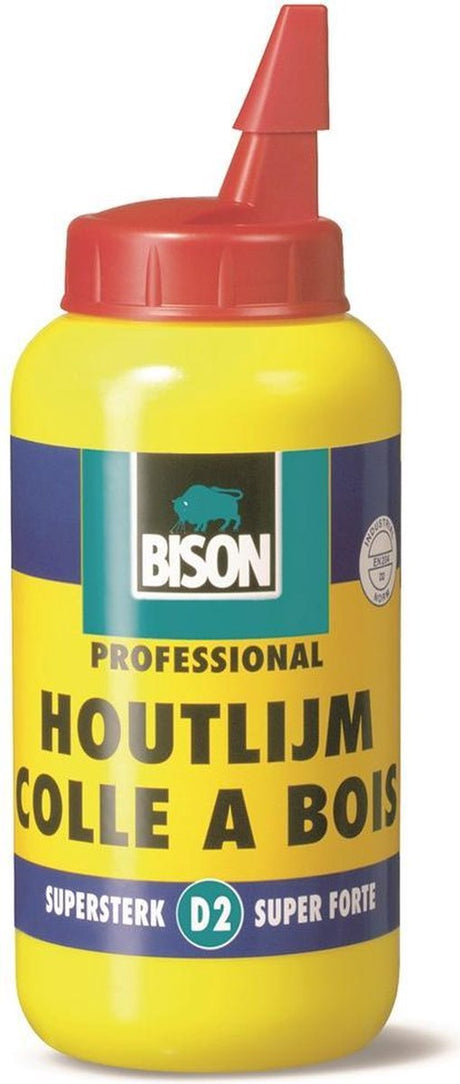 Bison Original Holzleim Flasche 750 Gramm – hochwertiger, feuchtigkeitsbeständiger weißer Holzleim, trocknet transparent, lösungsmittelfrei, überstreichbar, D2, stärker als Holz