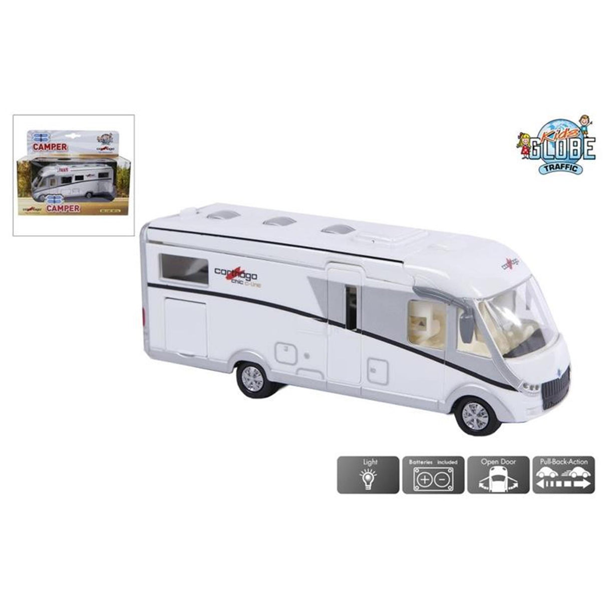 Kinderglobus Carthago Camper aus Druckguss mit Licht, 16 cm