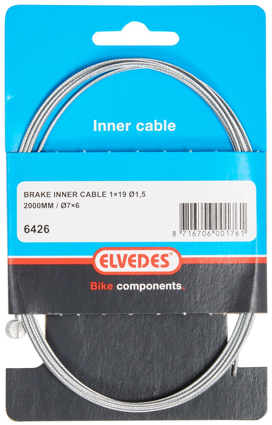 ELVEDES REM BINNENKABEL 2000 mm 1 × 19 Wire galvanisert Ø1,5 mm med T-Nippel Ø7 × 6mm