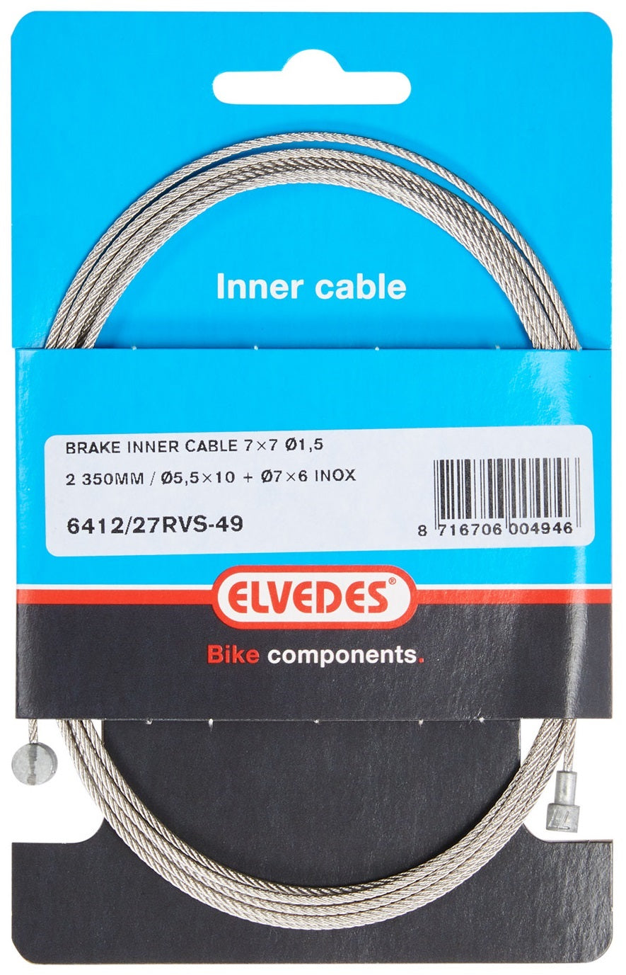 Elvedes Rem Binnenkabel 2250mm in acciaio inossidabile V-N-Nippel 6412 27RVS-49