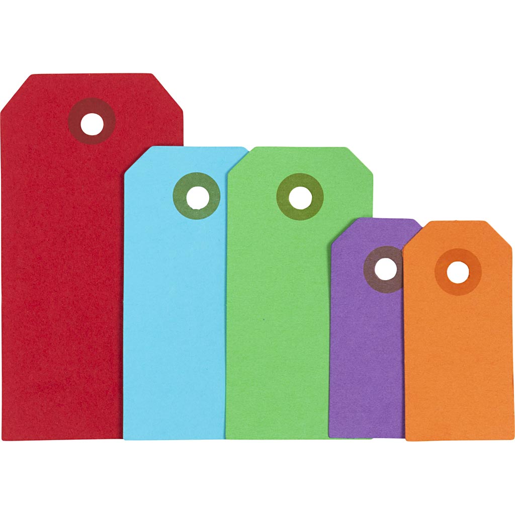 Creativ Company Manila-Etiketten, Größe 3x6+4x8+5x10 cm, 220 g, verschiedene Farben, 500 Stück 1 Box