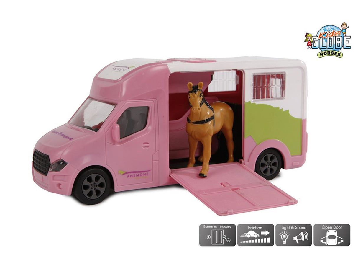 Kinderglobus Pferdetransporter aus Druckguss in Rosa