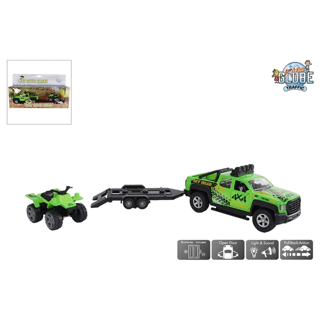 Kinder-Globus-Geländewagen mit Anhänger + Quad