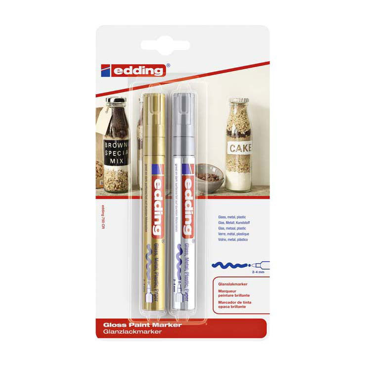 Quantore Filzstift edding Lackmarker Gold und Silber
