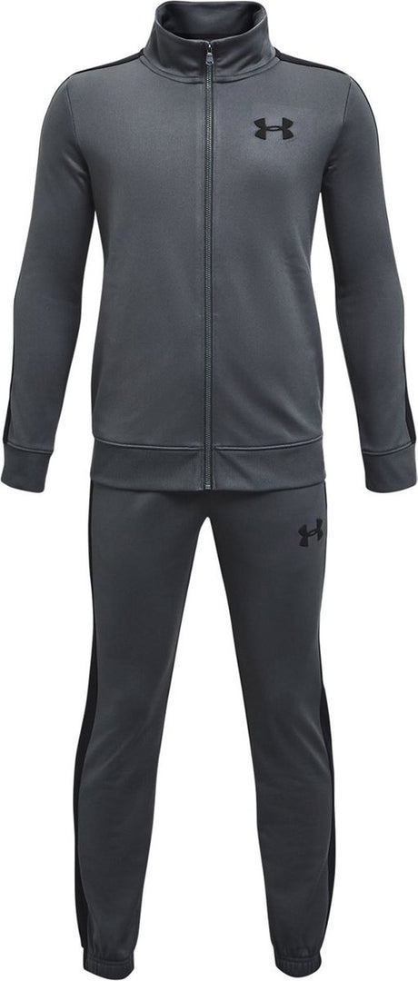 Under Armour UA Rival Knit Track Suit – grauer Jungen-Trainingsanzug – Pechgrau – Schwarz