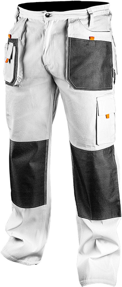 Neo Tools Maler-Arbeitshose, Weiß, XL, 56, Oxford-Schutz, 35 % Baumwolle, 65 % Polyester, 267 g/m², CE-EN340