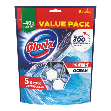 Glorix 1074058 - wc blok powerclean 5pckocean 5-pack | 6 stuks