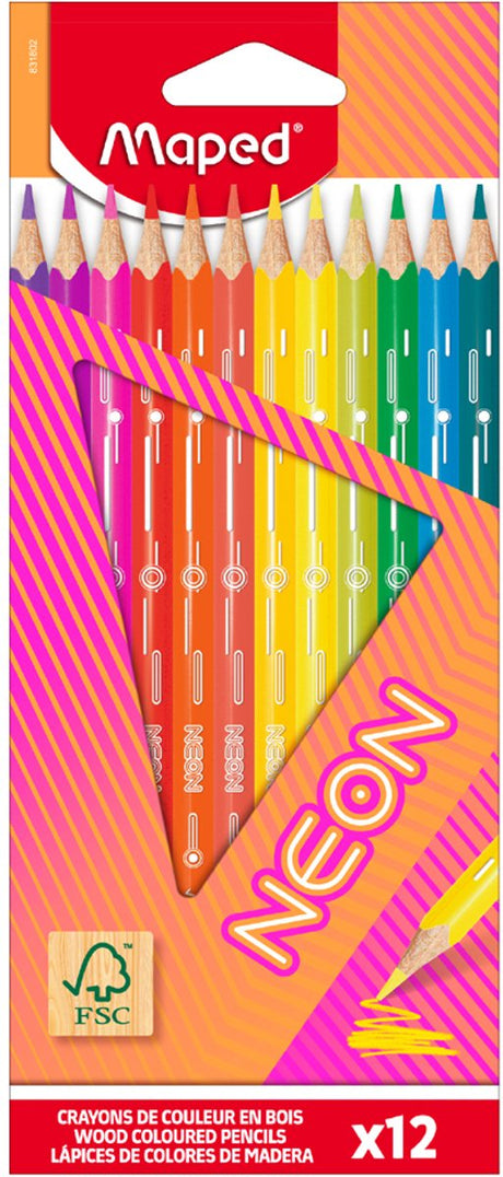 Maped Office Maped dreieckige Neon-Buntstifte, Etui mit 6 Stück