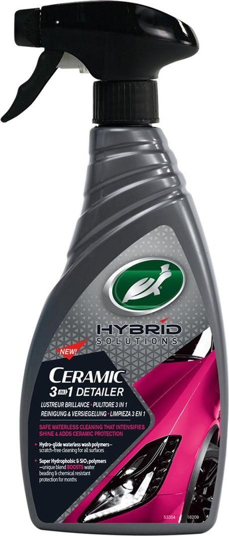 Turtle Wax HS Keramik 3in1 Detailer – sichere wasserlose Reinigung – zur Lackpflege – intensiviert den Glanz – regelmäßig verwenden – 500 ml