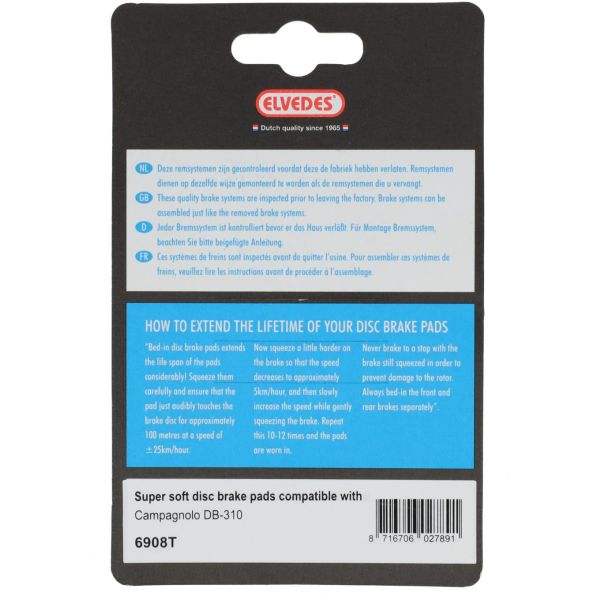 Elvedes Cable Systems BV Scheibenbremsbelagsatz Elvedes für Campagnolo – Grau (1 Paar)