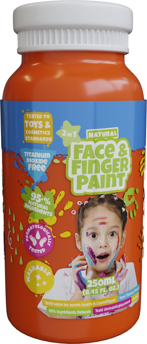 Boti natürliche Fingerfarben-Gesichtsflasche – Orange, 250 ml