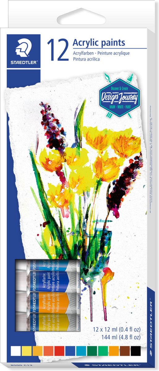 Staedtler Design Journey – Karat-Acrylfarbe – Set mit 12 Tuben à 12 ml