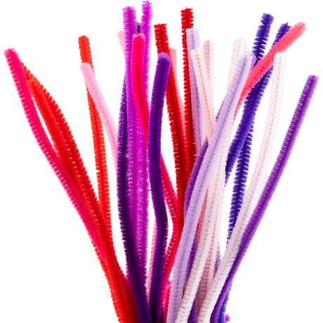 Creativ Company Chenille, L: 30 cm, Stärke 6 mm, lila rosa Harmonie, 25 Stück 1 Box