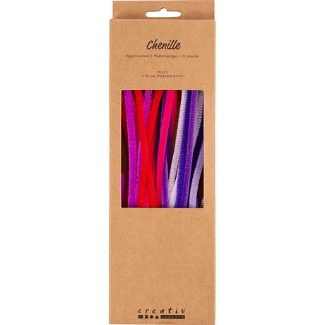 Creativ Company Chenille, L: 30 cm, Stärke 6 mm, lila rosa Harmonie, 25 Stück 1 Box
