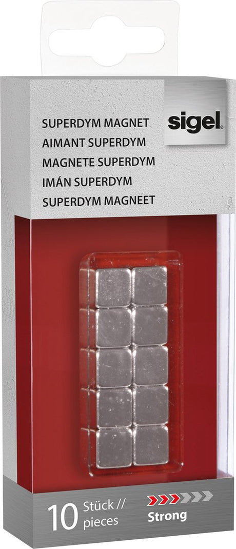 Sigel Magnet - Würfeldesign - 10x10x10mm - für Glastafel - C5 stark - Silber - 10 Stück - si-ba193