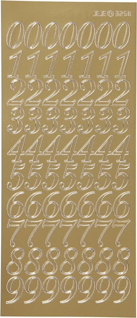 Creativ Firmenaufkleber, Zahlen, Blatt 10x23 cm, gold, 1 Blatt
