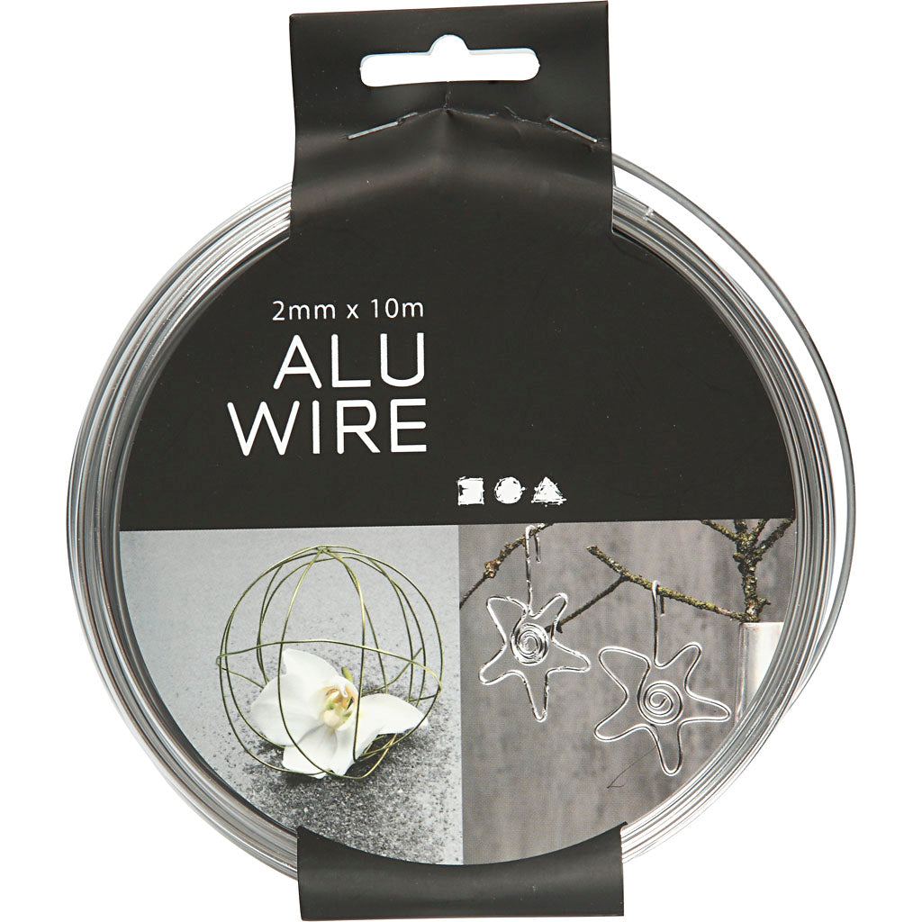Creativ Company Aludraht, rund, Stärke 2 mm, silber, 10 m 1 Rolle