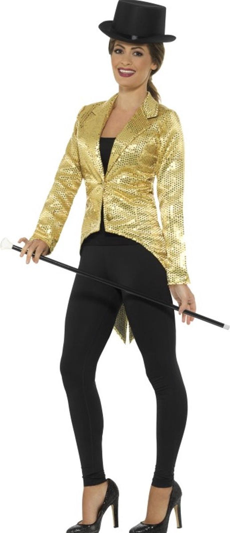 Smiffys – Pailletten-Frack-Kostümjacke – S – goldfarben