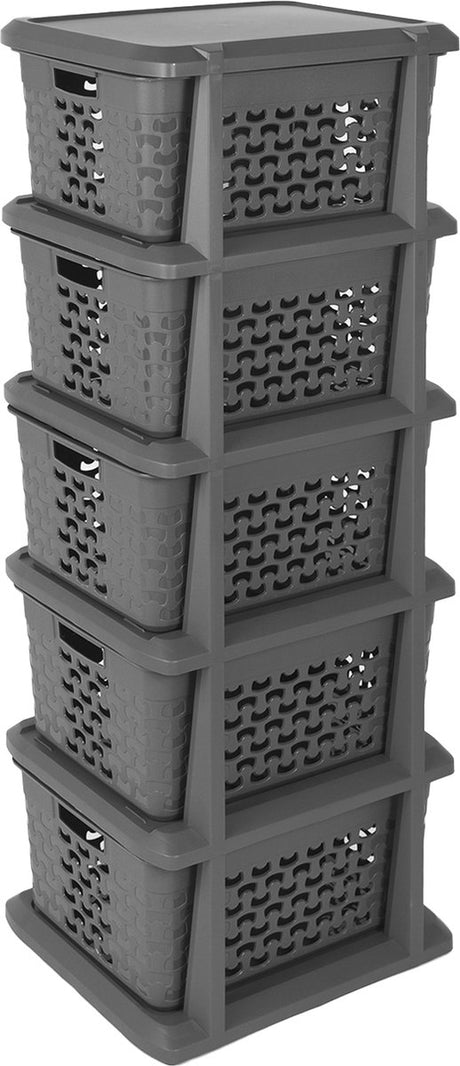 Branq - Schubladensystem - Schrank mit 5 Körben - 24 x 29,5 x 80 cm - Dunkelgrau