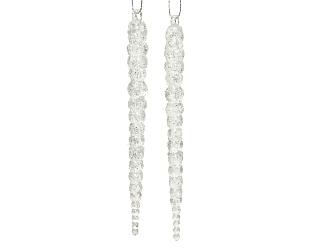 Decoris Weihnachtsanhänger Eiszapfen Glitzer 14cm 2 Stk.