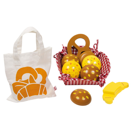 Goki Frühstückskorb Picknick Set mit Holzbrot
