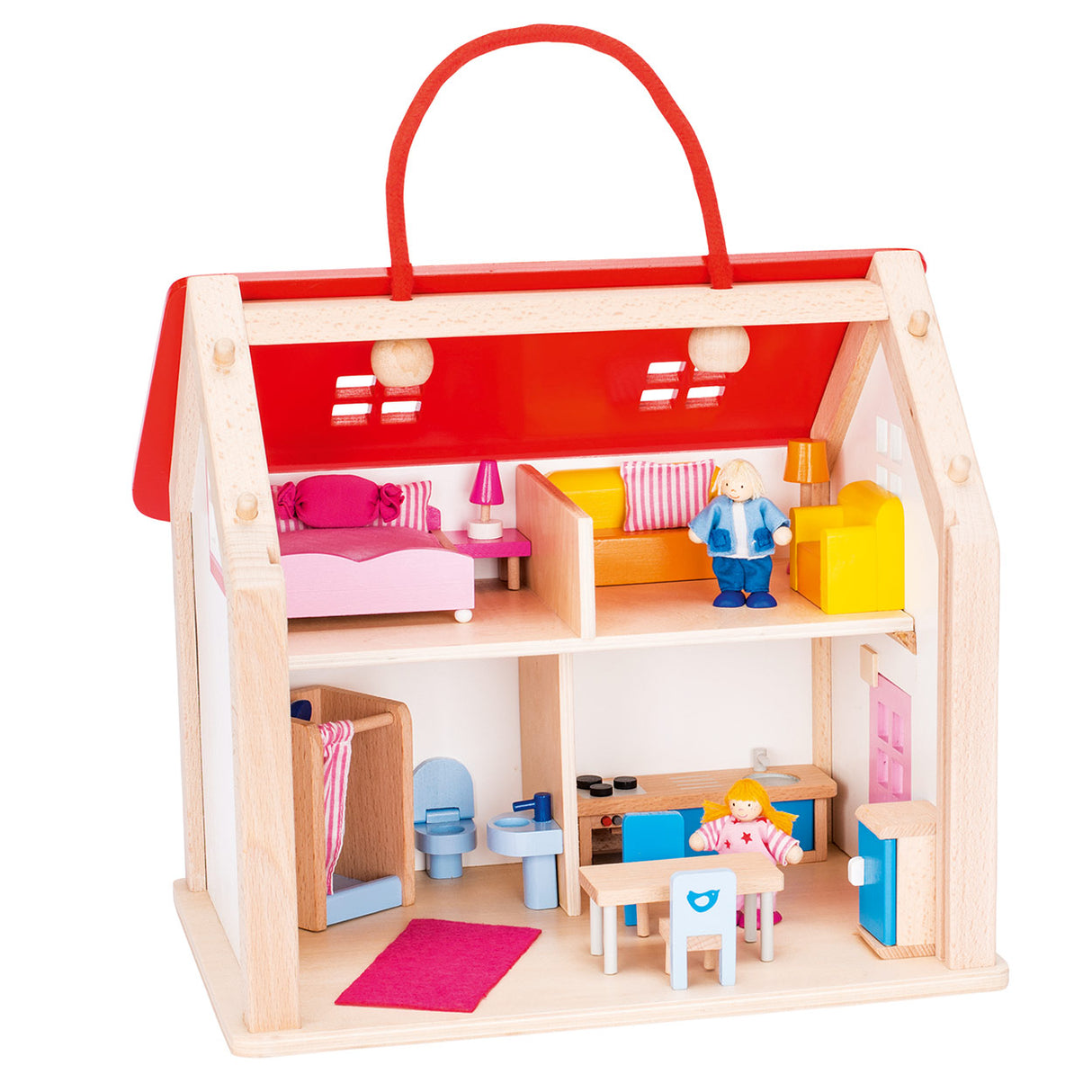 Goki Wooden Dollhouse Koffer mit Zubehör