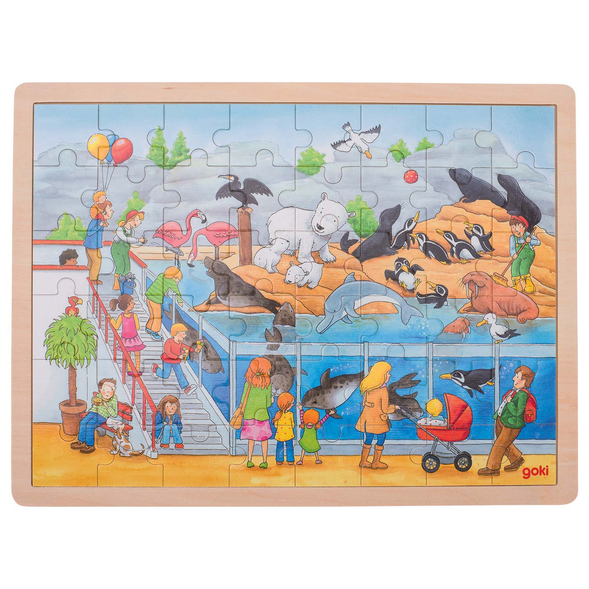 Goki wooden jigsaw puzzle zoo, 48st.