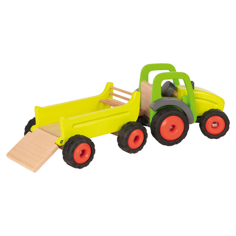 Goki wooden tractor with trailer