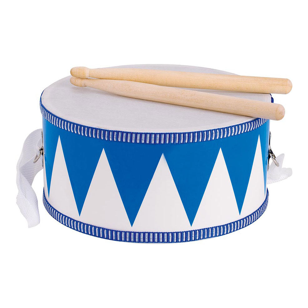 Goki wooden drum with sticks blue white