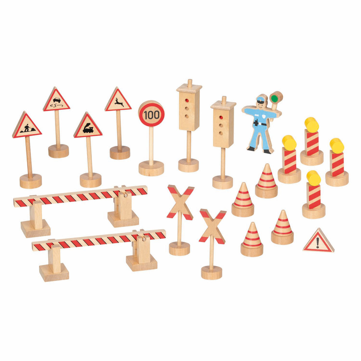 Goki Holz-Verkehrsschilder-Set – 21-teilig.