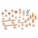 Goki Holz-Verkehrsschilder-Set – 21-teilig.