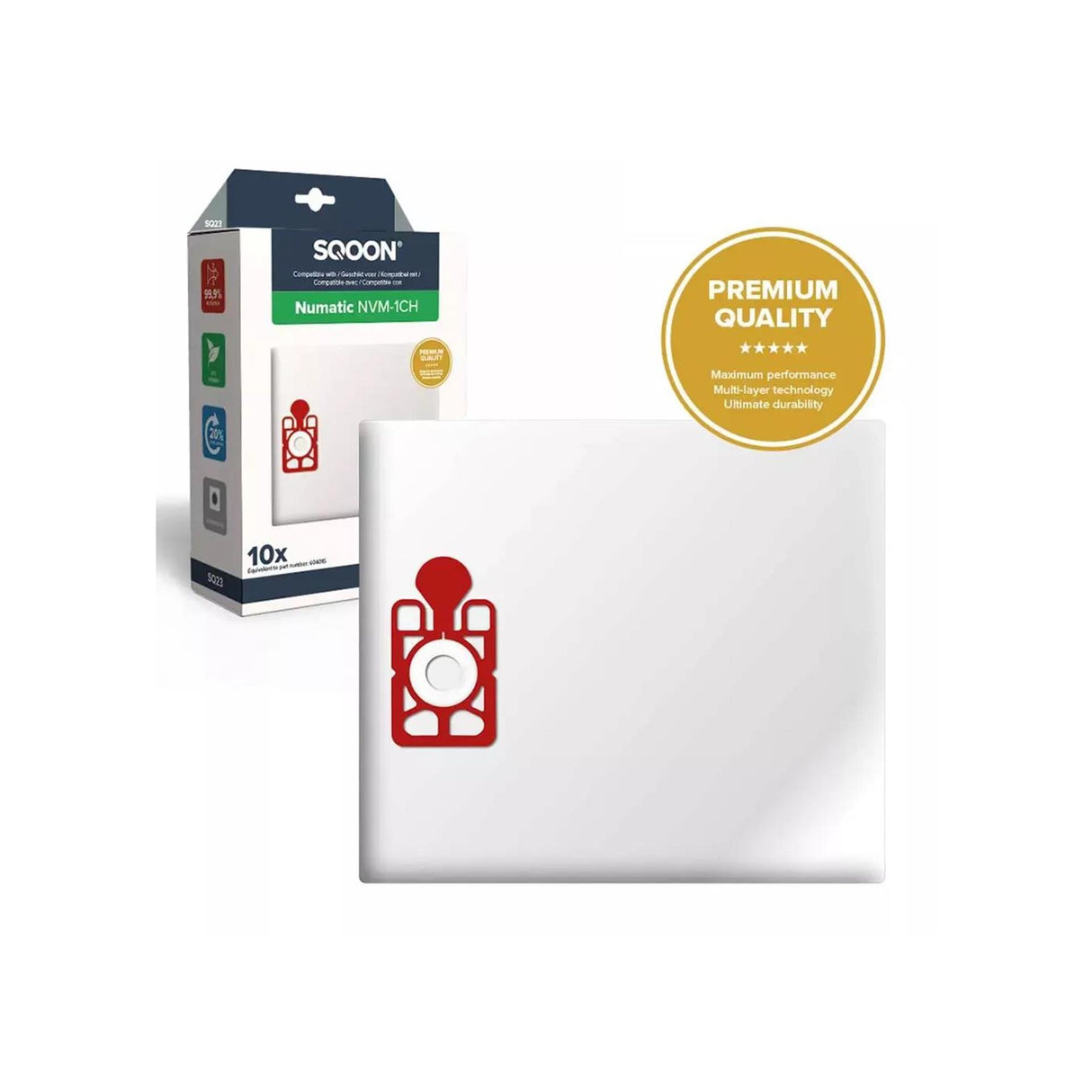 Sqoon Staubsaugerbeutel Numatic NVM 1CH Henry James, Schachtel mit 10 Stück