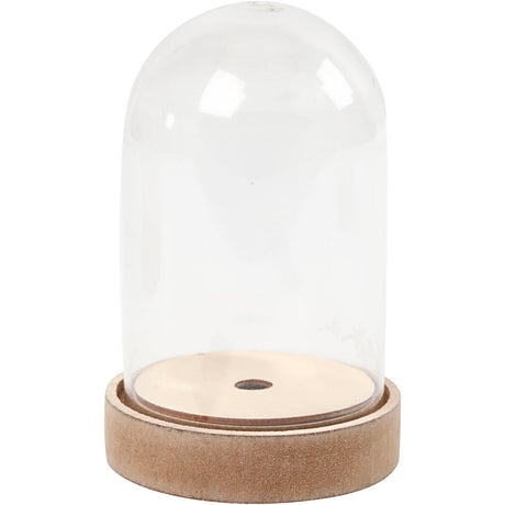 Creativ Company Glasglocke auf Holzsockel, H: 12,5 cm, T 8 cm, 1 Box