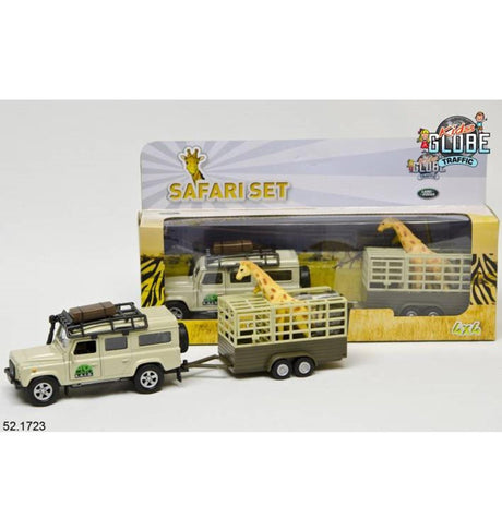 Kinderglobus Land Rover Defender + Giraffenanhänger