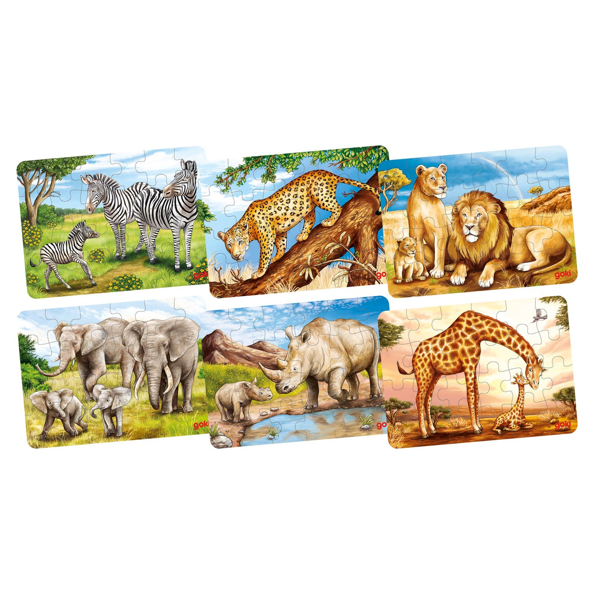 Mini puzzle en bois Goki - Animaux sauvages