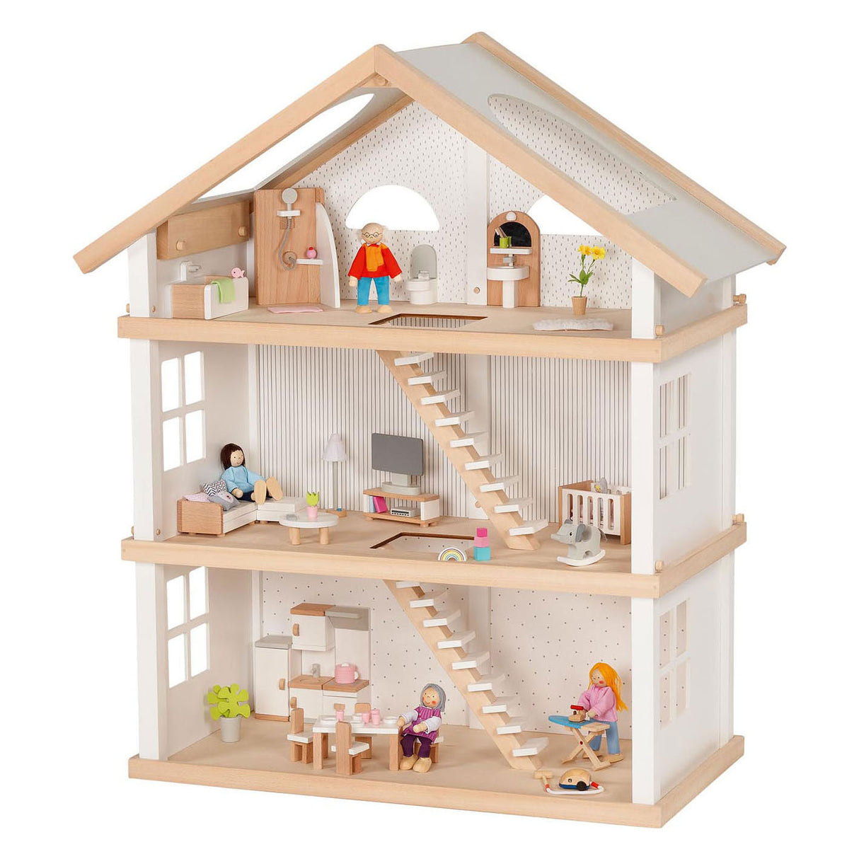 Goki Wooden Poppenhuis Modern Living con 3 piani