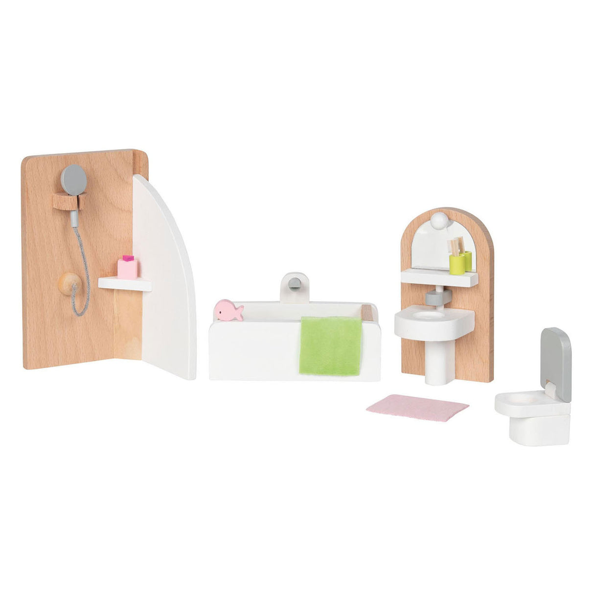 Goki Wooden Puppet Furniture Badezimmer, 10dlg.