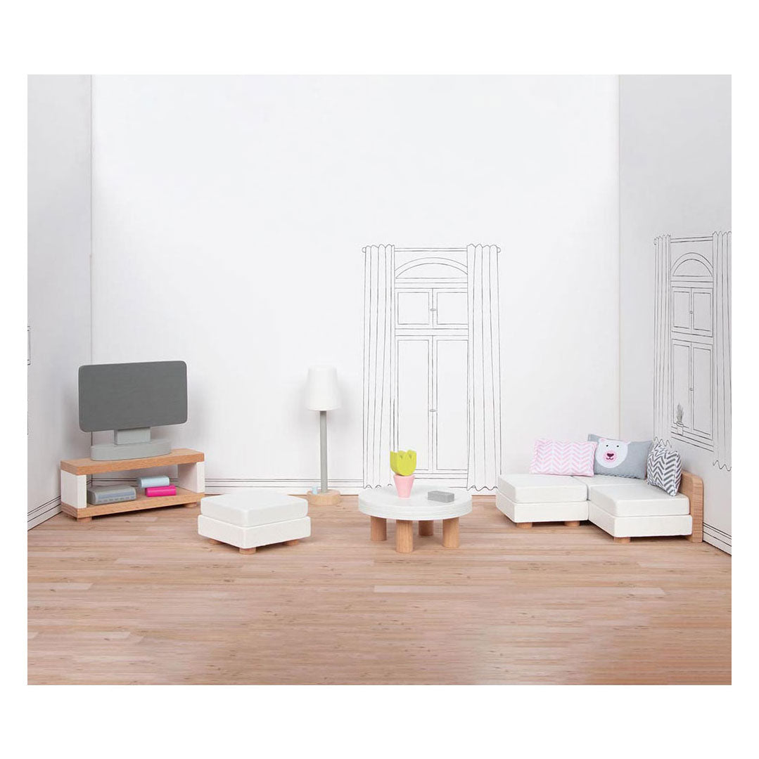 Goki wooden puppet furniture living room, 15dlg.