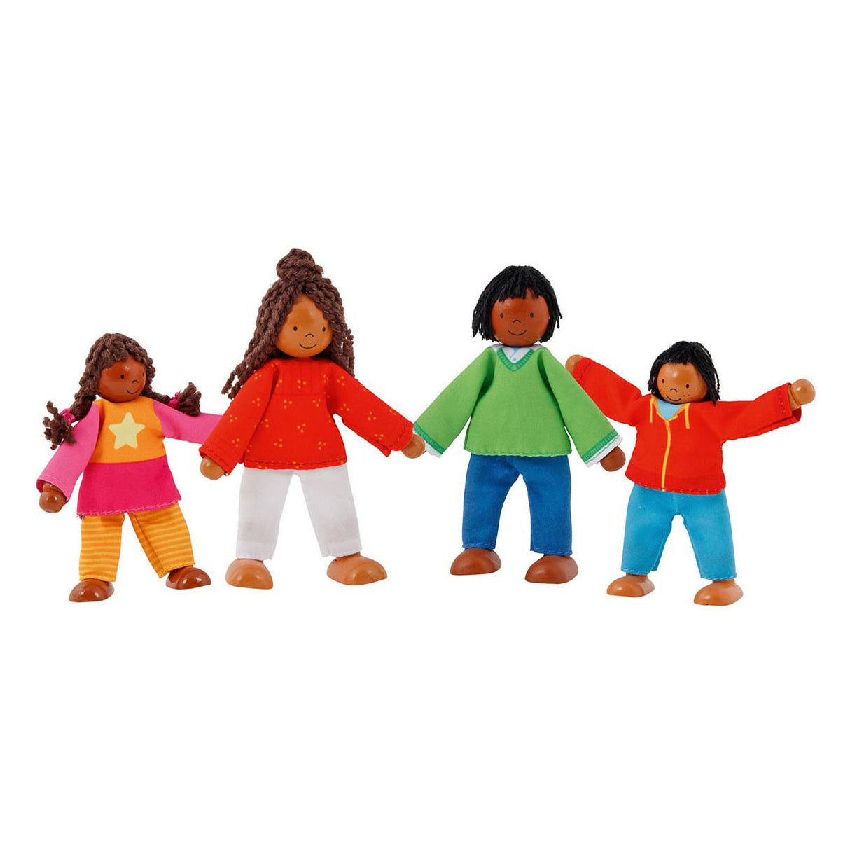 Goki Wooden Dollhouse Dolls Familia moderna flexible, 4st.