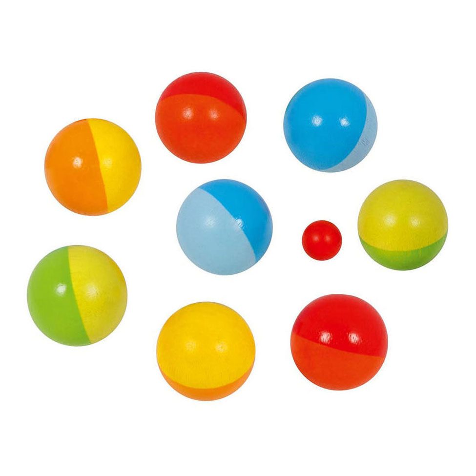 Goki Wooden Jeu de Boules Game con sacchetto di cotone, 9dlg.