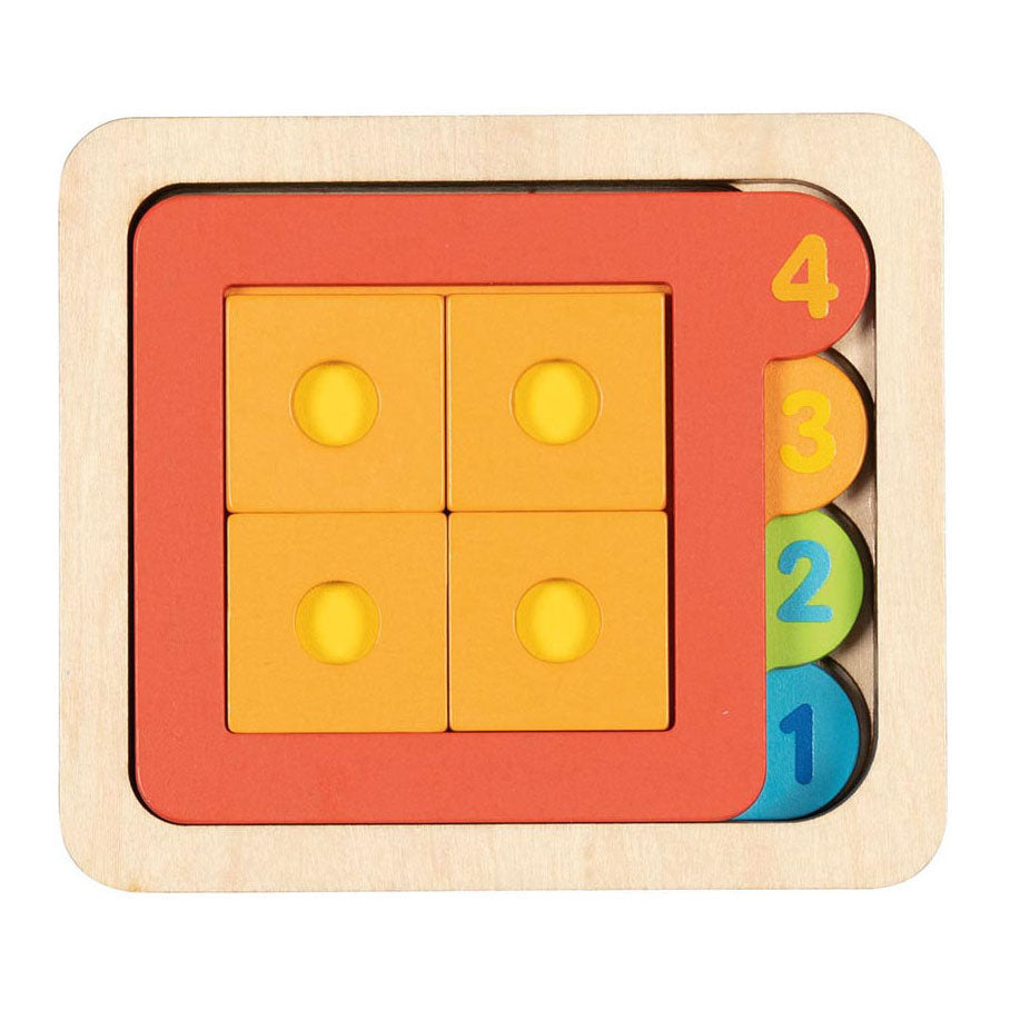 Goki wooden layer puzzle forms and numbers, 15st.