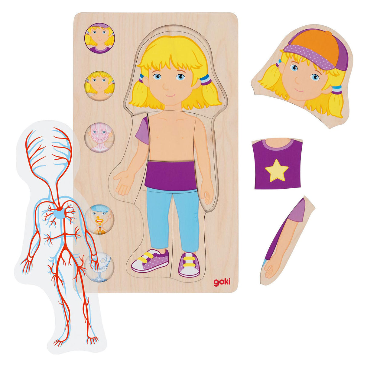 Goki Wooden Layer Puzzle Human Body Girl, 29st.