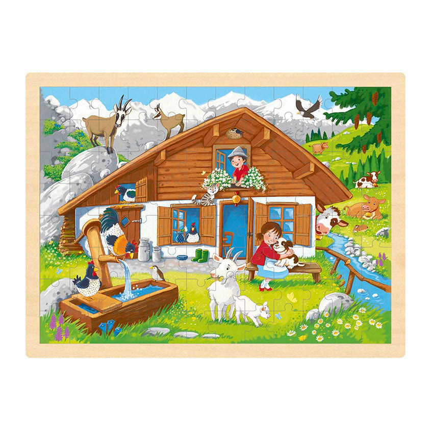 Goki wooden jigsaw puzzle in the Alps, 96st.