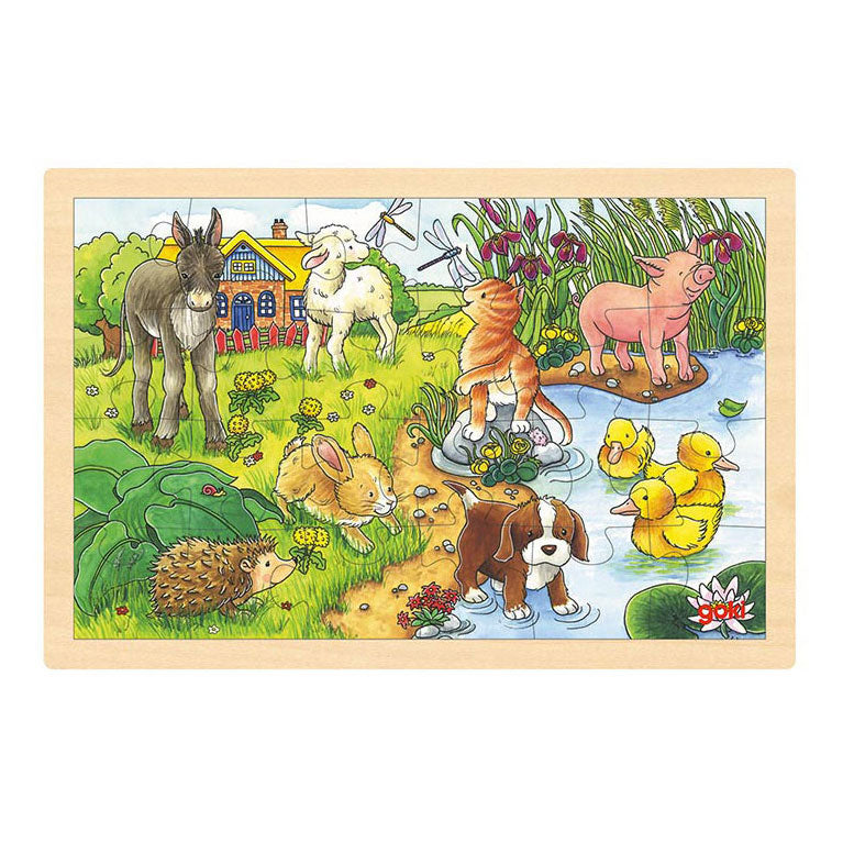 Goki houten legpuzzel babydieren, 24st.