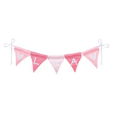 Goki fabric flag line make pink with 10 flags and alphabet characters