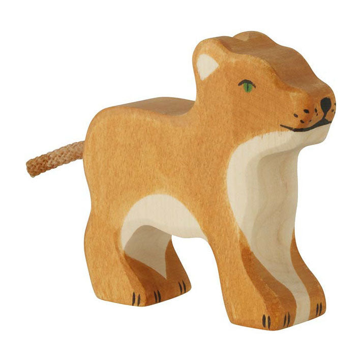 Holztiger Löwe, klein, stehend. 6 cm.