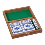 Scatola di carte da gioco Goki in legno con 5 dadi e 2 set di carte