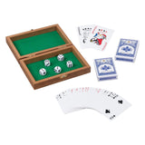 Boîte à cartes à jouer en bois Goki avec 5 dés et 2 ensembles de cartes